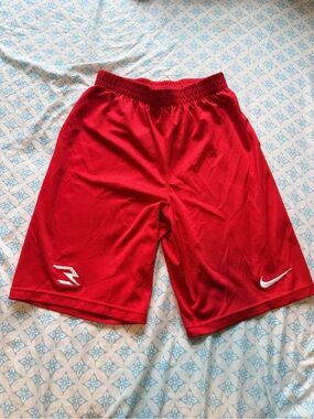 Nike Red Boys' Athletic Mesh Shorts with White Logos